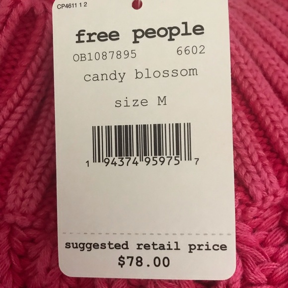 Free People Textured Knit Sweetheart Sweater in Pink Size Medium - Picture 9 of 9